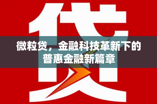 绥芬河微粒贷，金融科技革新下的普惠金融新篇章