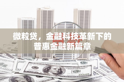 绥芬河微粒贷，金融科技革新下的普惠金融新篇章