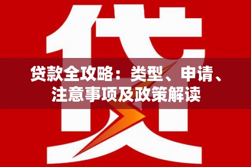 绥芬河贷款全攻略：类型、申请、注意事项及政策解读